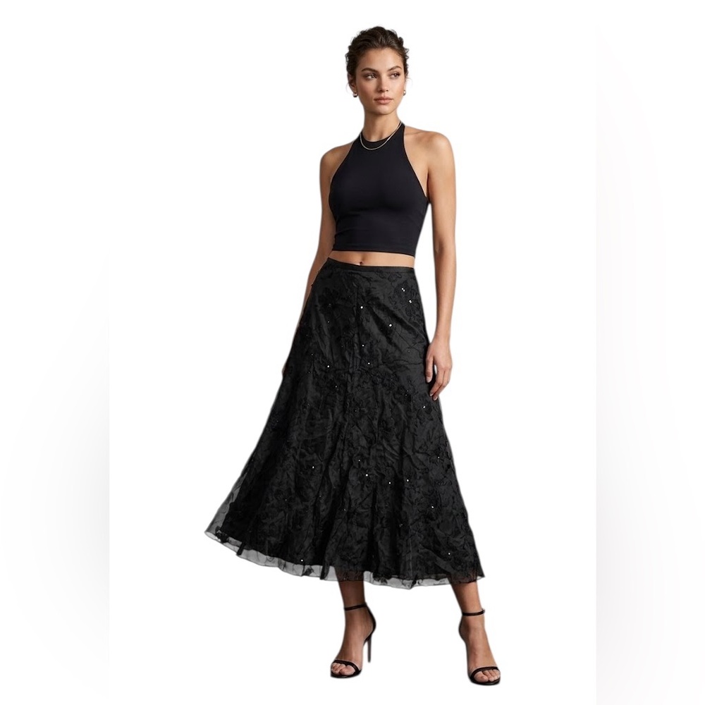 Monsoon Black Embellished Maxi Skirt Size 38